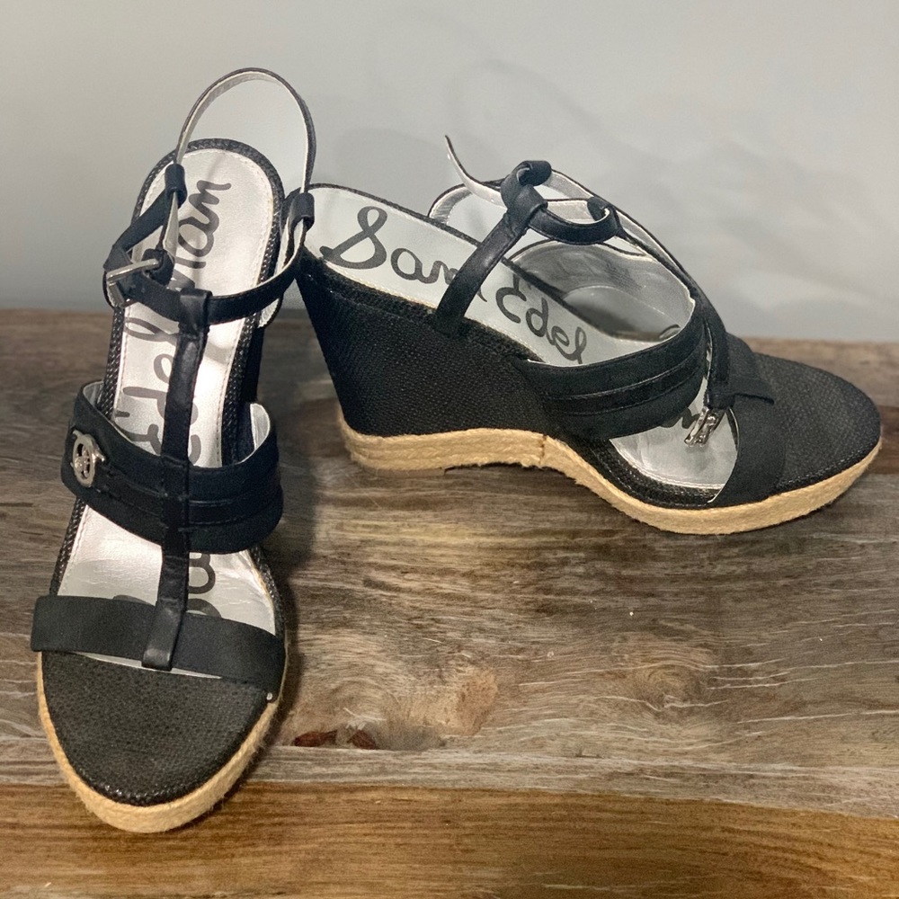 Sam Edelman Black Wedge Heels